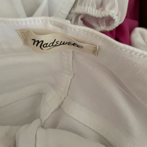 Madewell White 10" High-Rise Jeans Summer Strecth Crop Ankle Denim Pants - Picture 3 of 11